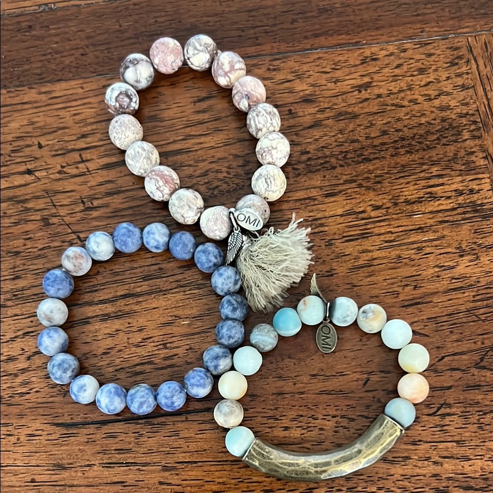 Set of 3 beaded bracelets by OMI.